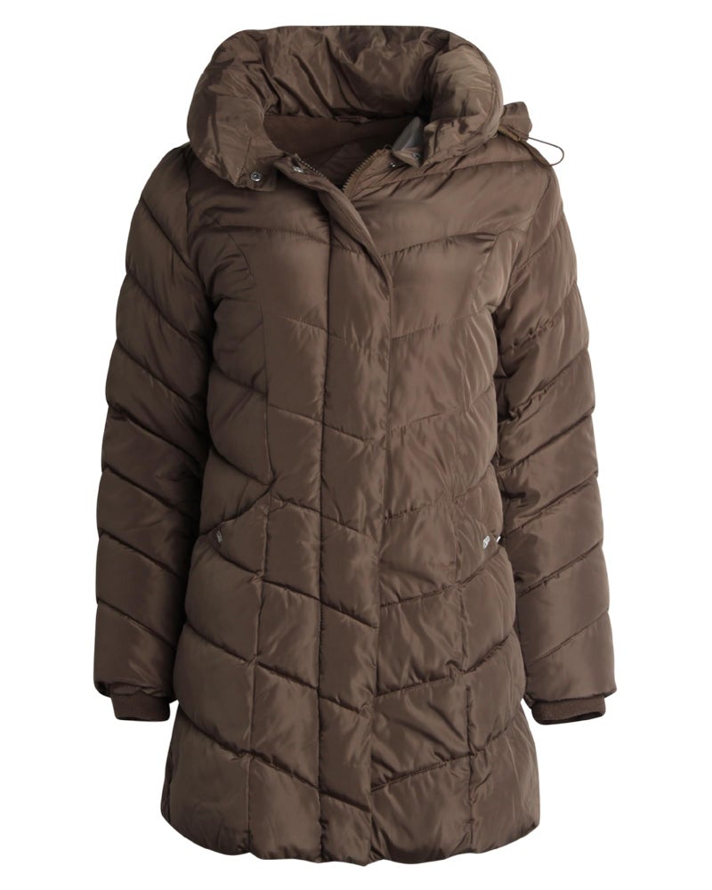 Steve Madden Women's Long Heavy Weight Puffer Jacket, Olive, M - Image 2